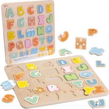 CLASSIC WORLD Medinė dėlionė Montessori dėlionė Mokantis abėcėlės raides Žodžiai 27 vnt.