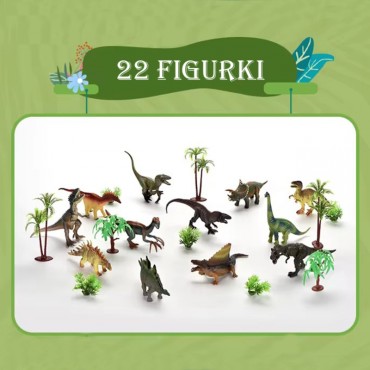 WOOPIE rinkinys Dinozaurų parko figūrėlės + Kilimėlis ir Priedai 23 vnt.