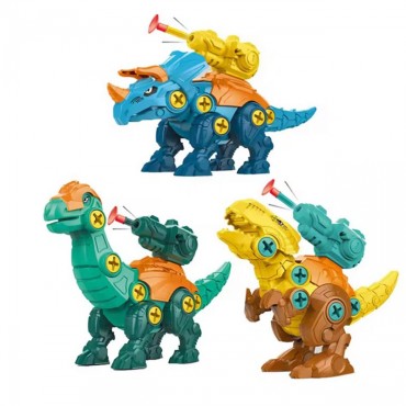 WOOPIE dinozaurų surinkimo rinkinys 3 vnt statybinis rinkinys dėžutėje + grąžtas ir atsuktuvas