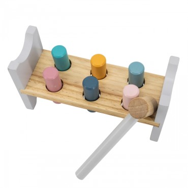 VIGA PolarB Medinė piramidė + Punch su plaktuku Baltasis lokys Montessori