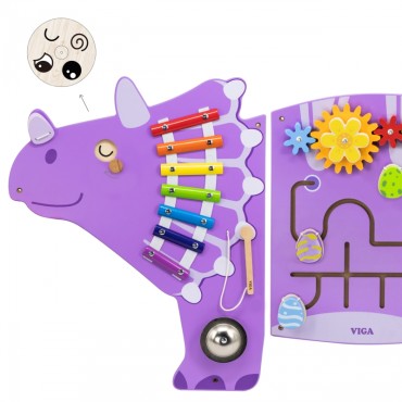 VIGA medinė sensorinė-manipuliacinė lenta EDU Triceratops