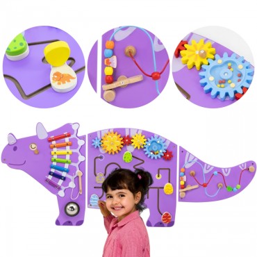 VIGA medinė sensorinė-manipuliacinė lenta EDU Triceratops