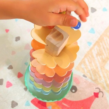 WOOPIE GREEN medinis rutulinis takelis vaivorykštės medis Montessori FSC
