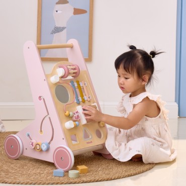 VIGA PolarB Medinis Push Walker Walker Rožinė edukacinė