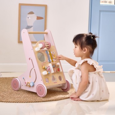 VIGA PolarB Medinis Push Walker Walker Rožinė edukacinė