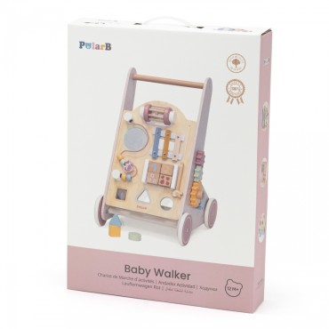 VIGA PolarB Medinis Push Walker Walker Rožinė edukacinė