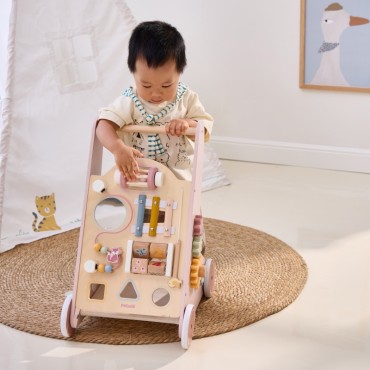 VIGA PolarB Medinis Push Walker Walker Rožinė edukacinė