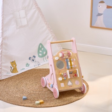 VIGA PolarB Medinis Push Walker Walker Rožinė edukacinė