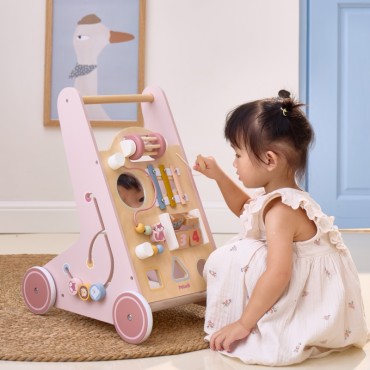 VIGA PolarB Medinis Push Walker Walker Rožinė edukacinė