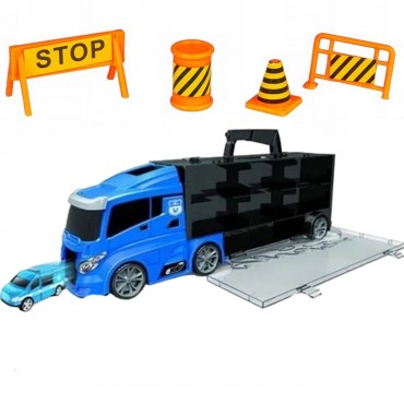 WOOPIE 3in1 mėlynas policijos transporterių sunkvežimių rinkinys