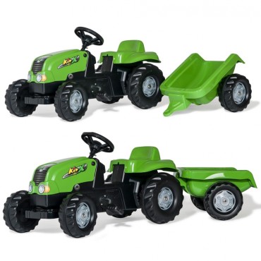 ROLLY TOYS rollyKid NH T 7040 Pedalinis traktorius su priekaba Žalioji šviesa