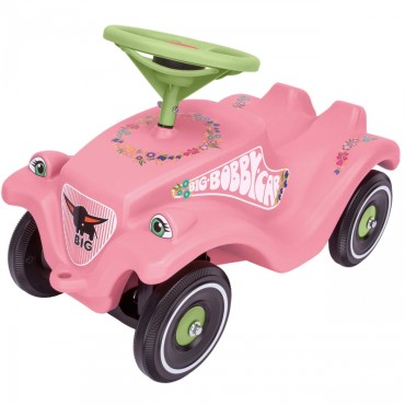 BIG Bobby Car Klasikinis gėlių važiavimas ant rožinės spalvos