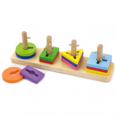 VIGA Medinės kaladėlės su Montessori formos rūšiuotoju