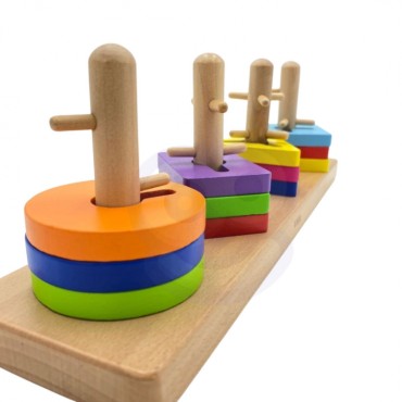 VIGA Medinės kaladėlės su Montessori formos rūšiuotoju