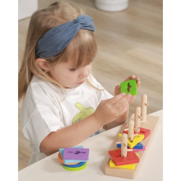 VIGA Medinės kaladėlės su Montessori formos rūšiuotoju