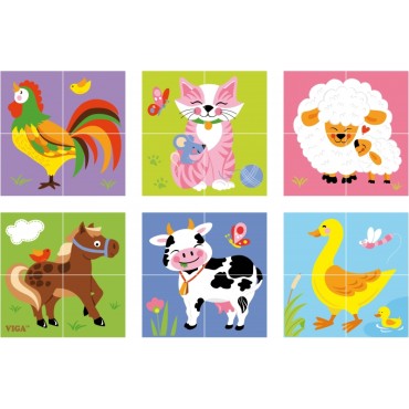 VIGA Wooden Farm Puzzle 4 kaladėlės