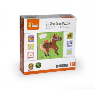 VIGA Wooden Farm Puzzle 4 kaladėlės