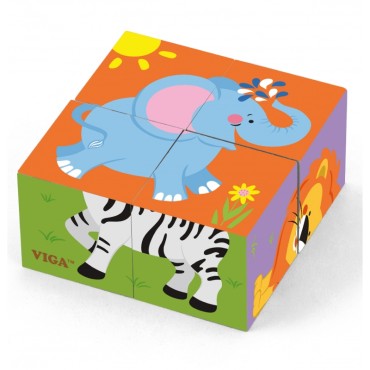 Viga Medinė dėlionė Zoo Dėlionė 4 kaladėlės