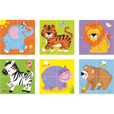 Viga Medinė dėlionė Zoo Dėlionė 4 kaladėlės