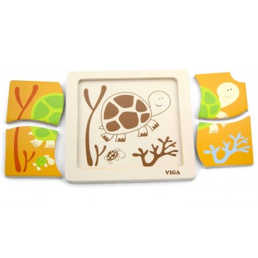 VIGA Medinė dėlionė, 12 lentų, po 4 dėliones, stove
