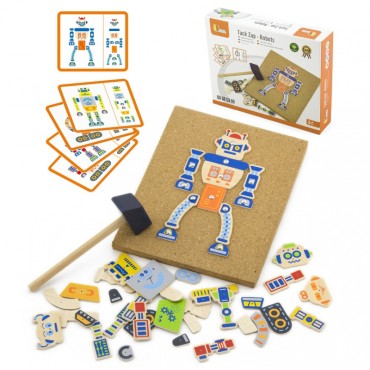 VIGA Medinės vinių kalimo staklės Robotai 45 Montessori elementai