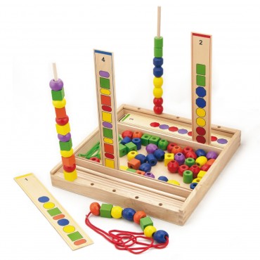 VIGA Medinis lavinantis žaidimas Loginiai karoliukai 104 Montessori elementai