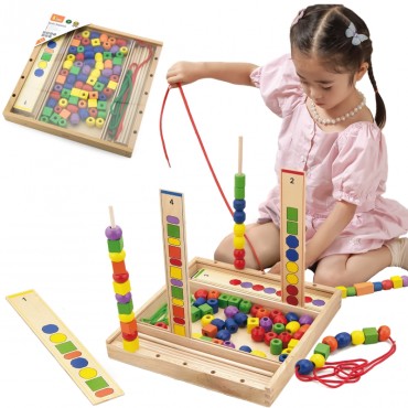 VIGA Medinis lavinantis žaidimas Loginiai karoliukai 104 Montessori elementai