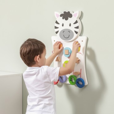 VIGA Wooden Zebra Manipulative Board FSC Montessori sertifikatas