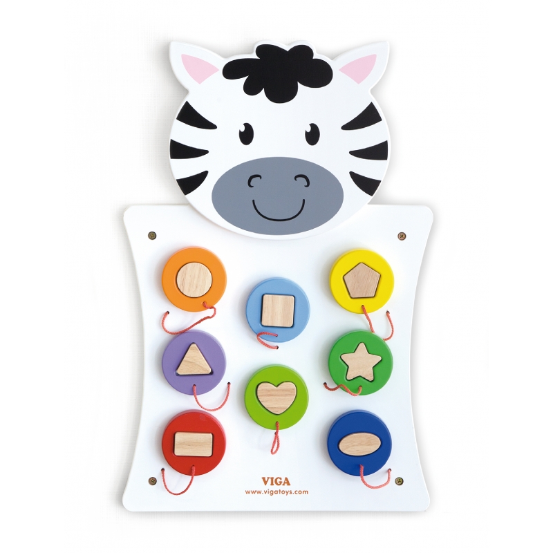 VIGA Wooden Zebra Manipulative Board FSC Montessori sertifikatas