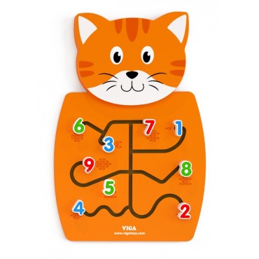 VIGA Medinės numerio manipuliavimo lentos Kitty FSC Montessori sertifikatas