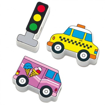 VIGA medinės kaladėlės, mediniai surišimai, raišteliai, automobiliai