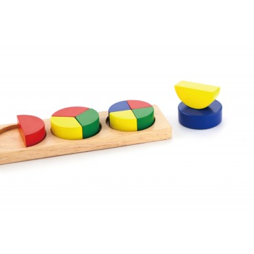 VIGA medinės dėlionės matematiniai blokai trupmenos 10 Montessori kaladėlių