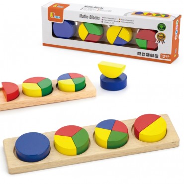 VIGA medinės dėlionės matematiniai blokai trupmenos 10 Montessori kaladėlių