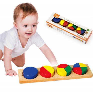 VIGA medinės dėlionės matematiniai blokai trupmenos 10 Montessori kaladėlių