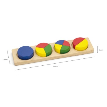 VIGA medinės dėlionės matematiniai blokai trupmenos 10 Montessori kaladėlių
