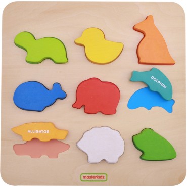 MASTERKIDZ medinių formų rūšiuotojas Colorful Animals Montessori
