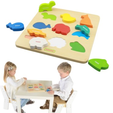 MASTERKIDZ medinių formų rūšiuotojas Colorful Animals Montessori