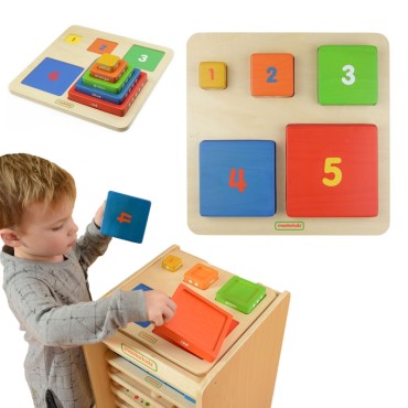 MASTERKIDZ mokomoji medinė piramidė skaičiuoja spalvas Montessori