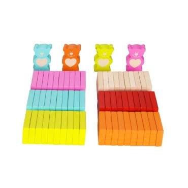 CLASSIC WORLD Mediniai domino kauliukai vaikams Teddy Bears 105 vnt.