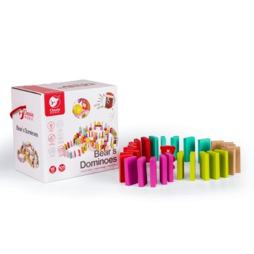 CLASSIC WORLD Mediniai domino kauliukai vaikams Teddy Bears 105 vnt.
