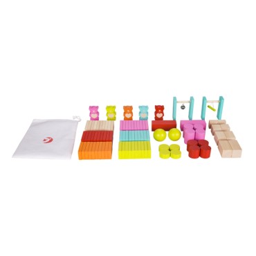 CLASSIC WORLD Mediniai domino kauliukai vaikams Teddy Bears 105 vnt.
