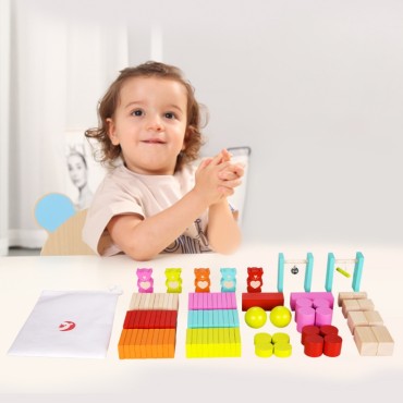 CLASSIC WORLD Mediniai domino kauliukai vaikams Teddy Bears 105 vnt.