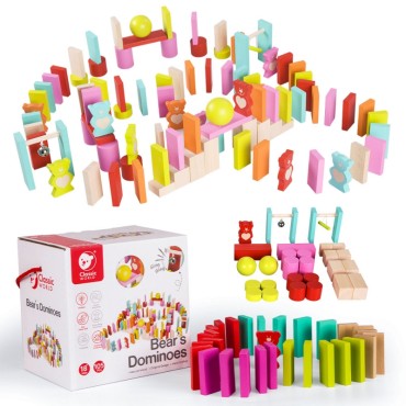 CLASSIC WORLD Mediniai domino kauliukai vaikams Teddy Bears 105 vnt.