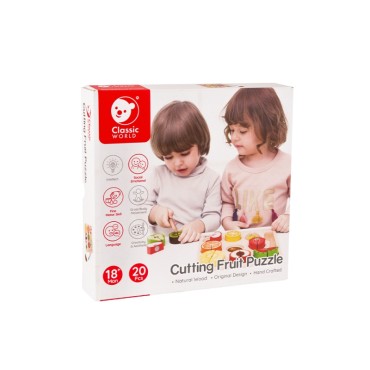 CLASSIC WORLD Vaisių pjaustymo rinkinys su Velcro MONTESSORI 20 vnt.
