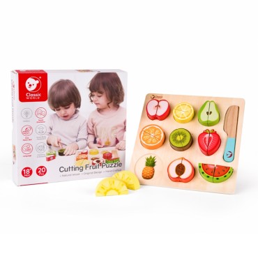 CLASSIC WORLD Vaisių pjaustymo rinkinys su Velcro MONTESSORI 20 vnt.