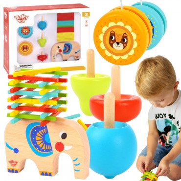 TOOKY TOY Arkadinių žaidimų baikerių rinkinys JoJo Spinning Top Elephant 46 vnt.