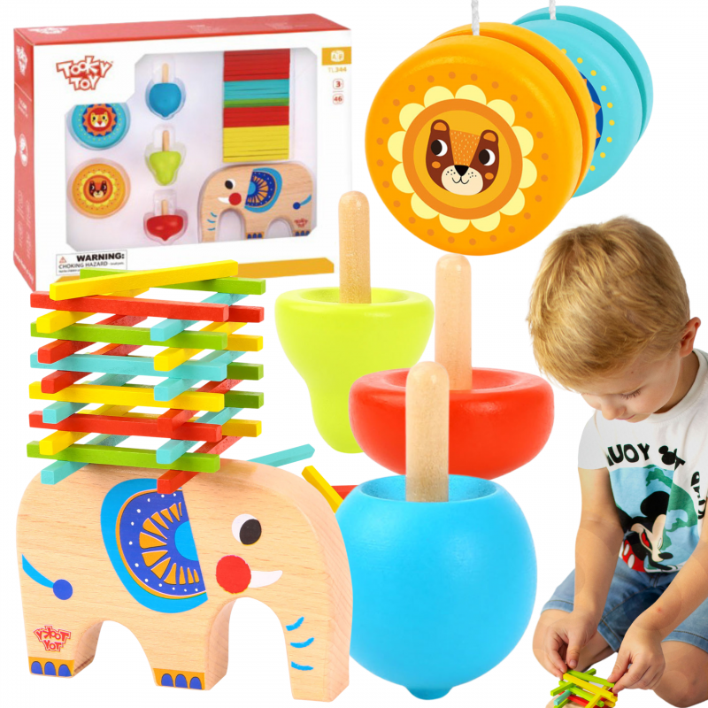 TOOKY TOY Arkadinių žaidimų baikerių rinkinys JoJo Spinning Top Elephant 46 vnt.
