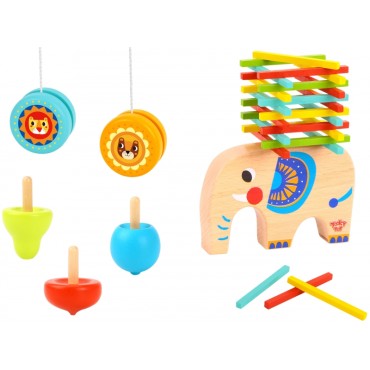 TOOKY TOY Arkadinių žaidimų baikerių rinkinys JoJo Spinning Top Elephant 46 vnt.