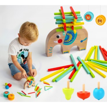 TOOKY TOY Arkadinių žaidimų baikerių rinkinys JoJo Spinning Top Elephant 46 vnt.