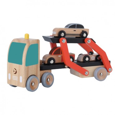 CLASSIC WORLD medinis vilkikas + 3 žaisliniai automobiliai